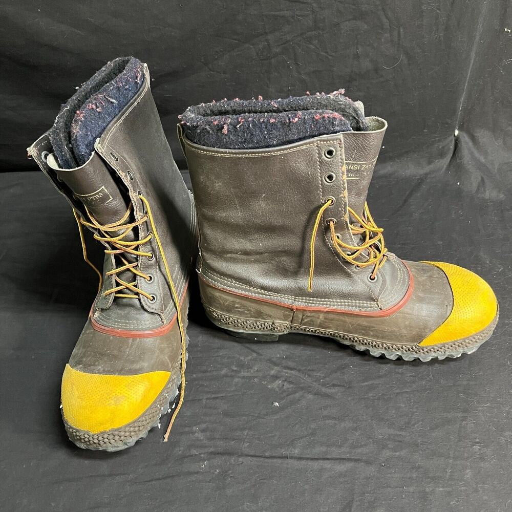 IRON AGE MEN'S LEATHER/RUBBER BOOTS INSULATED LINERS SHANK 14''